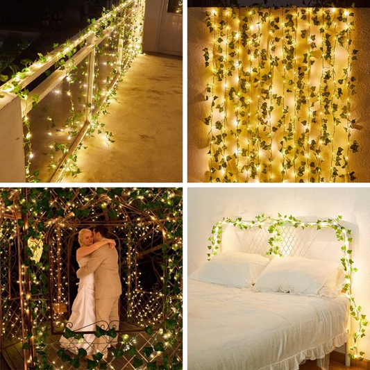 10M Guirlande Lumineuse Feuille Vertes de Lierre